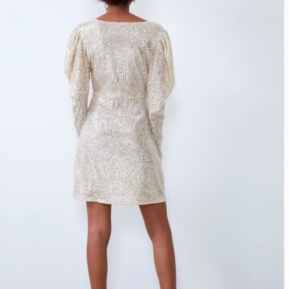 HP*Zara | Sequin Gold Sexy Party Dress - Picture 11 of 17